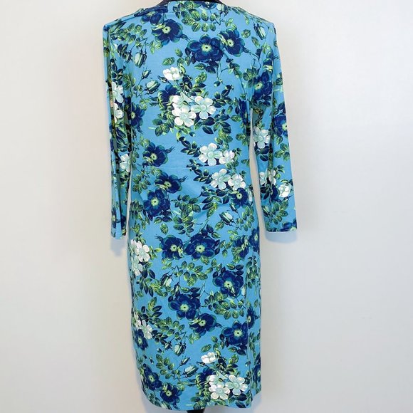 J.Jill Wearever Collection Floral V-Neck Midi Spring Stretch Dress Small - Picture 11 of 14